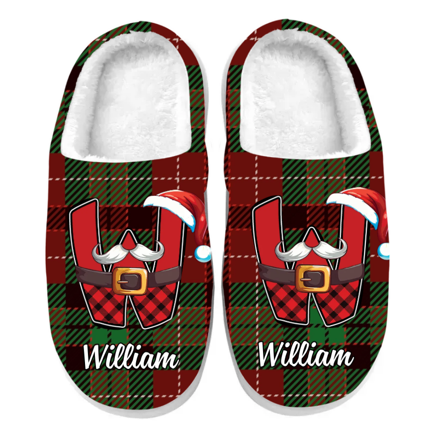 Custom Letter Christmas - Personalized Fleece Slipper - Christmas Gift For Family, Friends