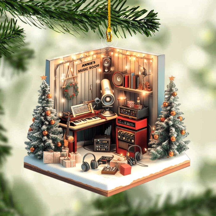Music Room Christmas Ornament - Personalized Acrylic Ornament - Christmas Gift For Musician, Music Lovers