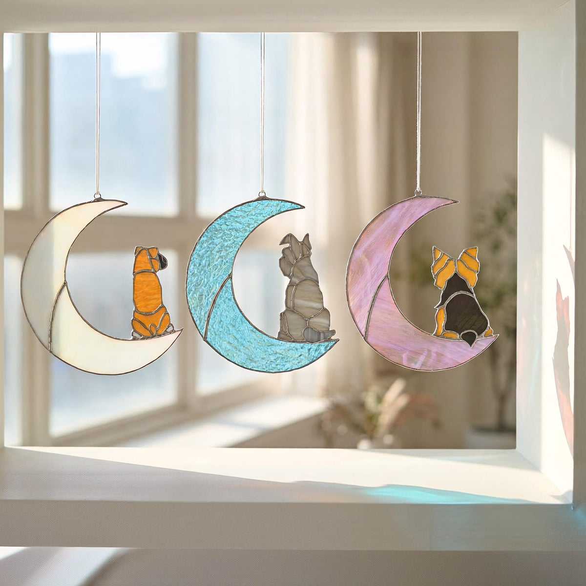 Personalized Dog Stained Glass Suncatcher, 113 Breeds Custom Dog Portrait from Photo, Dog Memorial Gift, Pet Loss Sympathy Gift Dog Mom Gift