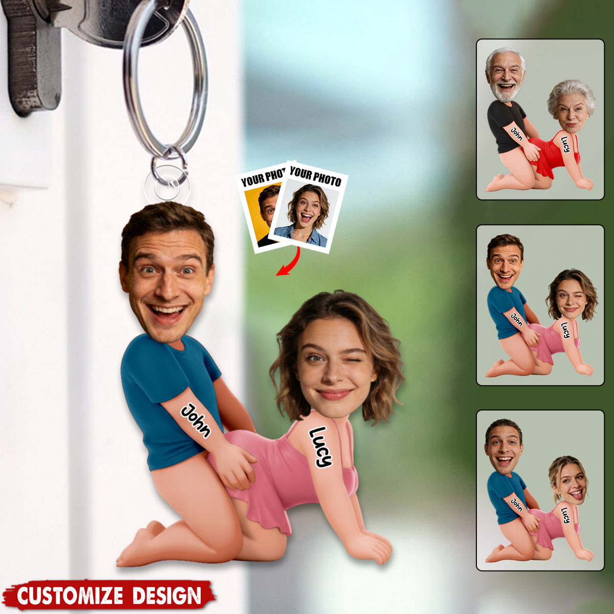 Naughty Couple Custom Photo - Personalized Acrylic Keychain - Valentine's Day Gifts For Couple