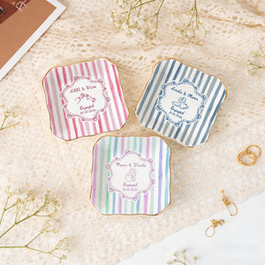 Personalized Wedding Ring Dish, Colorful Stripe Jewelry Dish for Couple, Sentimental Gift for Bride, Engagement Gift, Anniversary