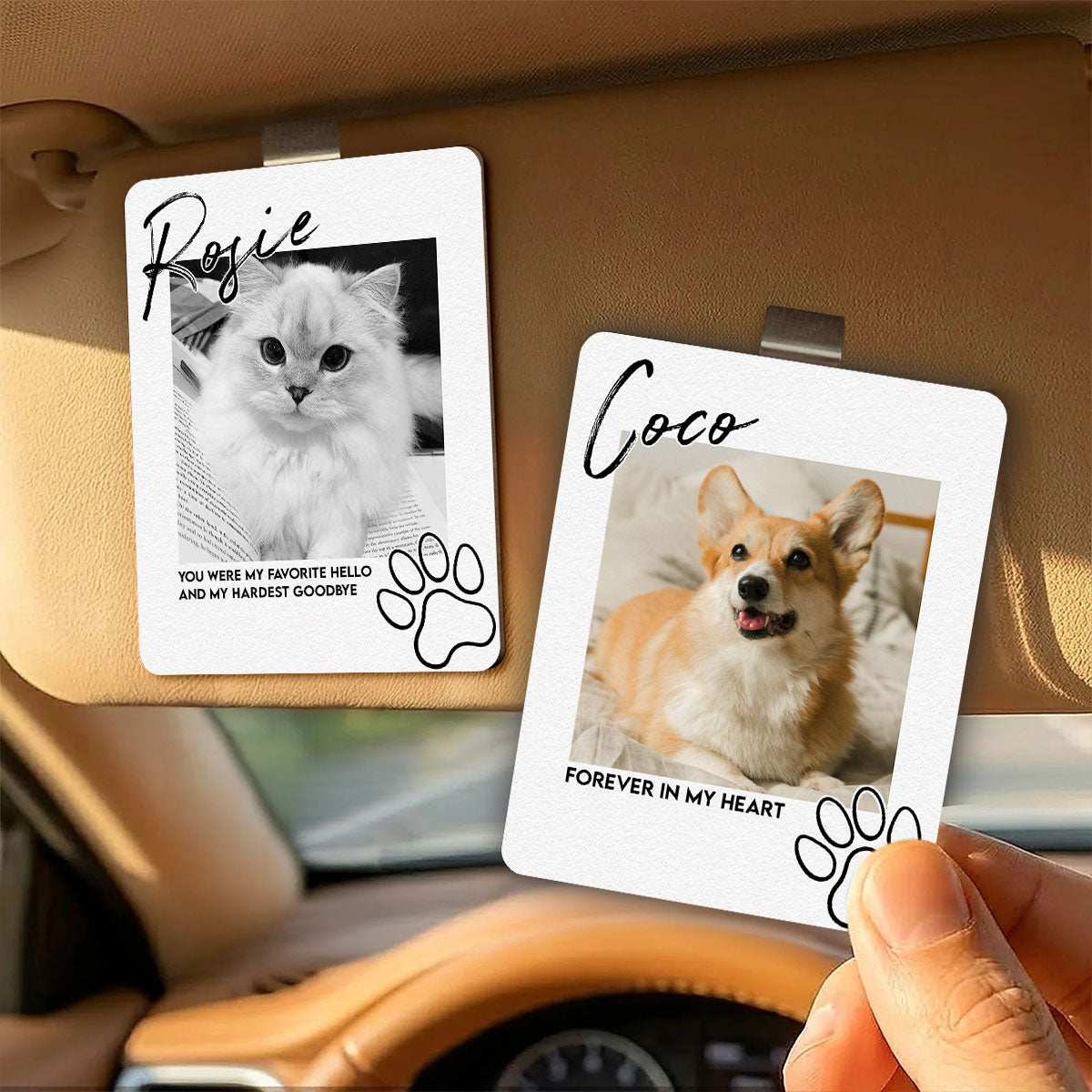 I'll Carry You With Me Until I See You Again Pet Loss - Personalized Wooden Photo Visor Clip