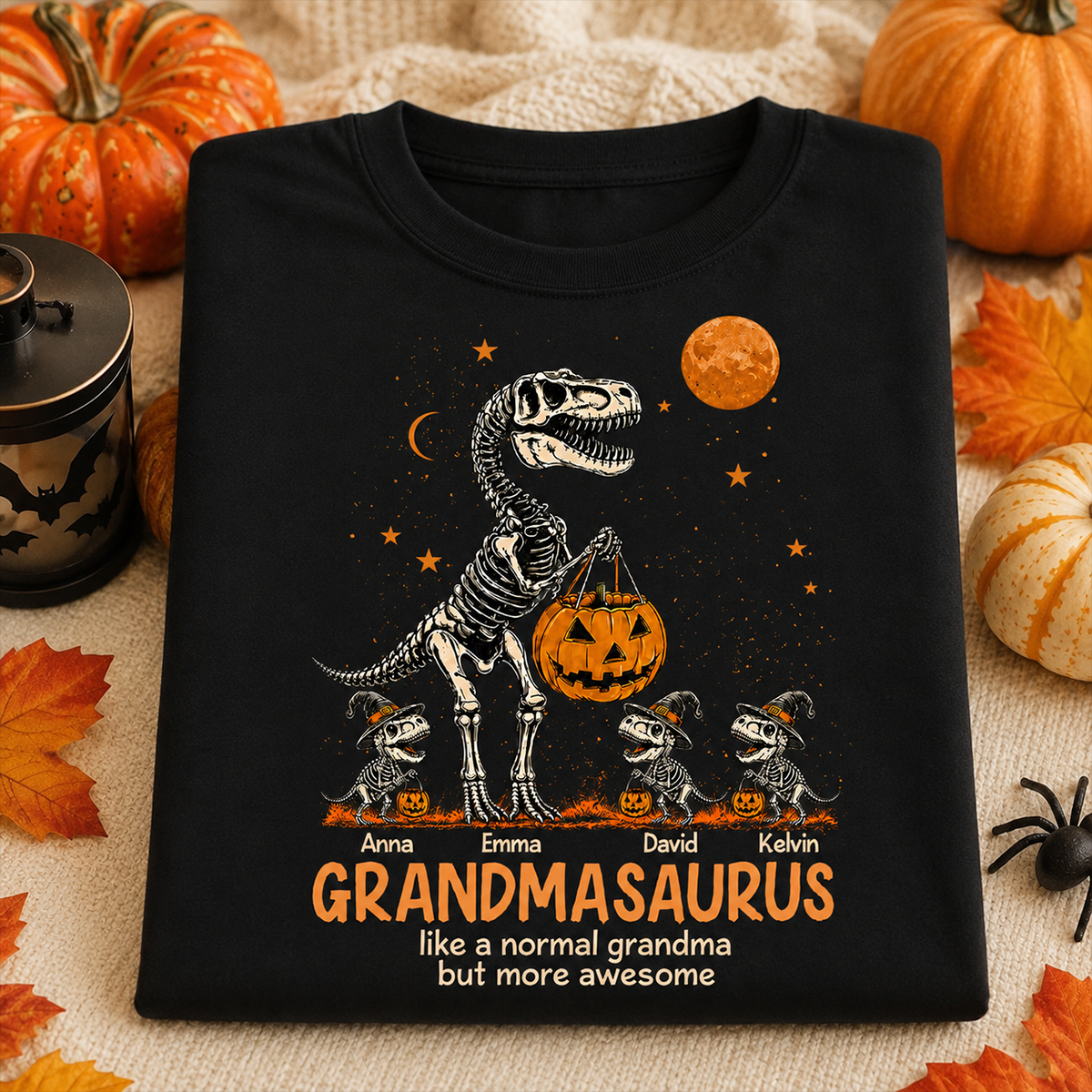 Spooky Grandmasaurus Like A Normal Grandma But More Awesome - Personalized T-Shirt - Haloween Seasonal Apparel, Gift For Mom Grandma