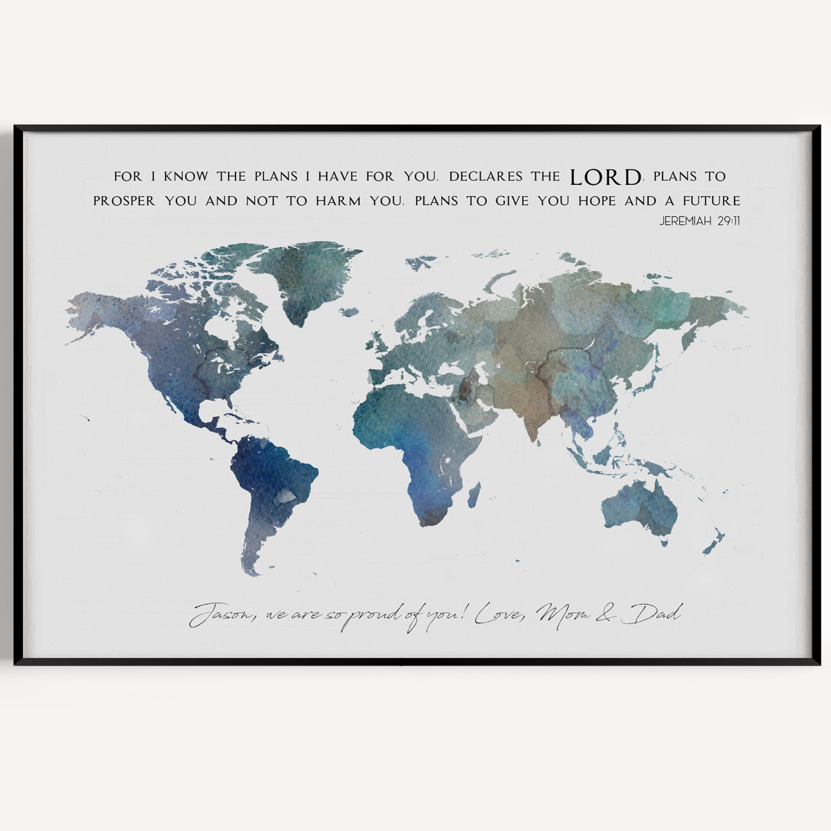 Graduation Gift for Him, Class of 2025 Gift, World Map Gift, For I Know The Plans, Graduation Gift For Son