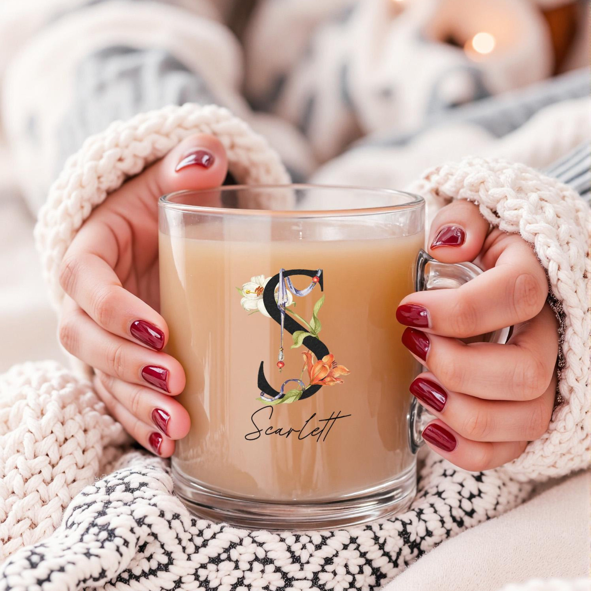 Custom Monogram Mug Clear Coffee Mug Personalized Mug Bridal Party Mugs Bridesmaid Proposal Gift for Her Custom Name Mug Custom Tea Cup