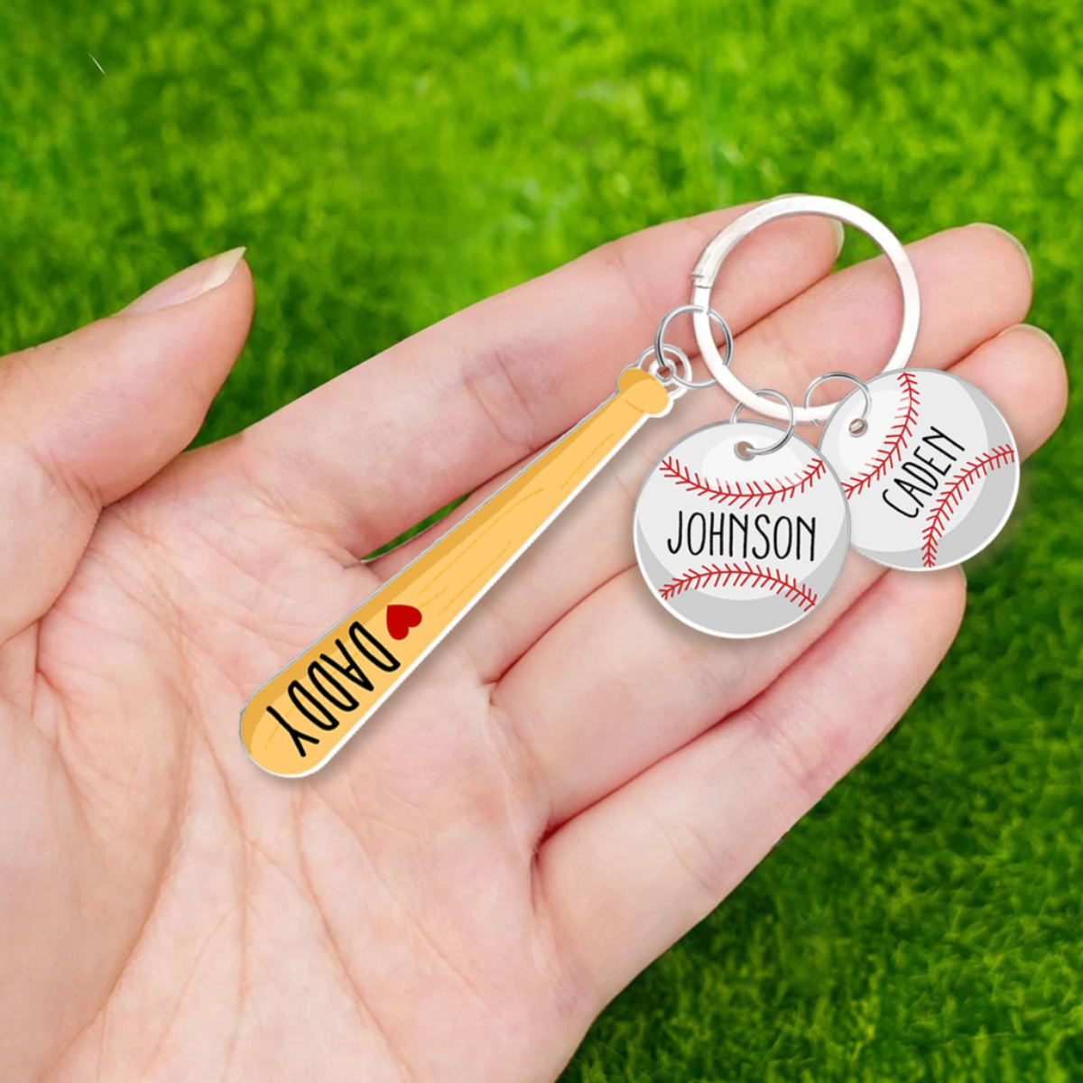 Personalized Daddy Baseball Keychain Gift, Father's Day Gift from Son Daughter, Custom Keychain with Kid Names, Gift for Husband, Dad Gift