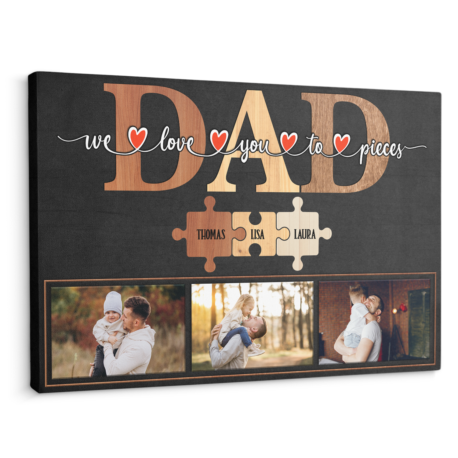 Dad We Love You To Pieces Puzzle - Personalized Canvas - Gift For Dad, Father's Day, Birthday GIft