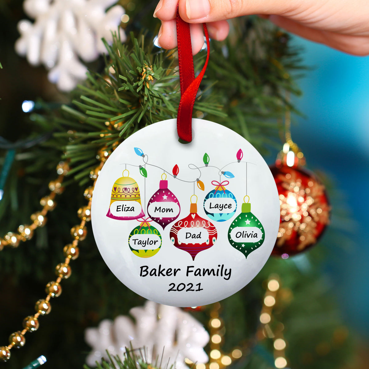 Family Christmas Lantern Ornament, Personalized Family Christmas Ornament