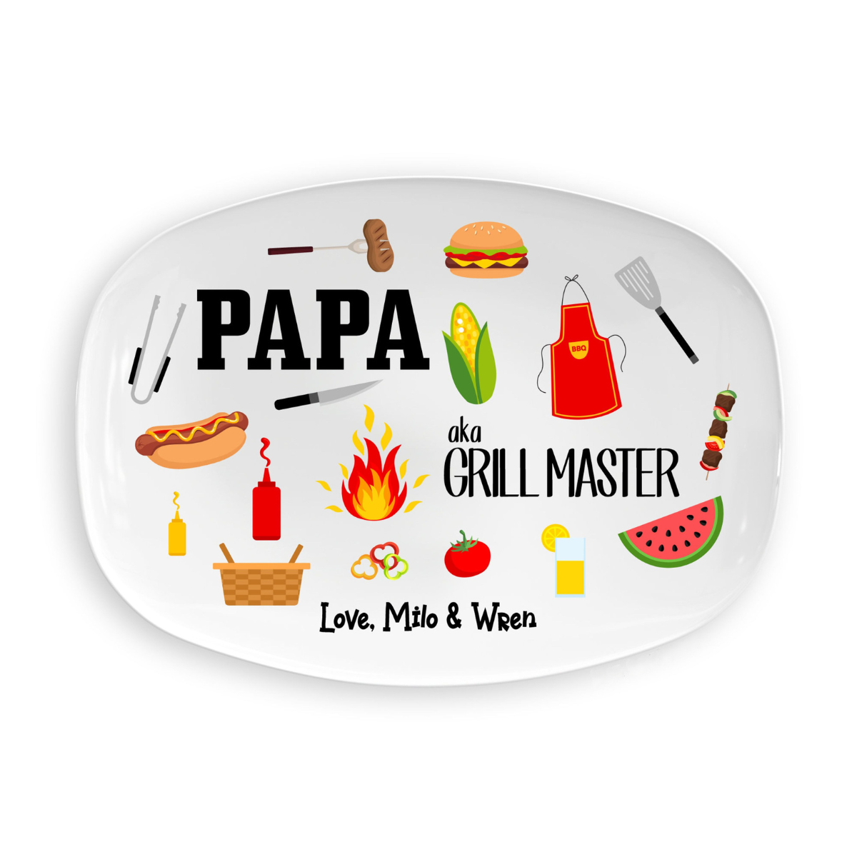 Dad a.k.a Grilling Master - Personalized Platter - Gift For Dad, Grandpa, Father's Day