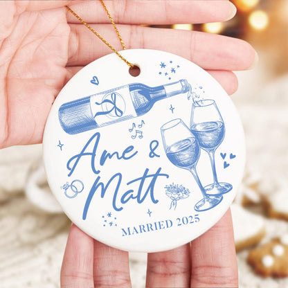 Personalized Christmas Married Ornament, First Christmas Married Ornament, Custom Mr Mrs Wedding Ornament, Wedding Keepsake Gift For Couples