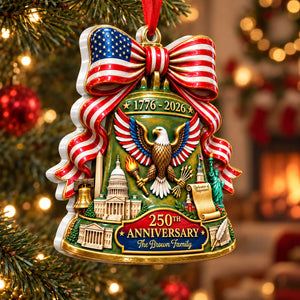 America 250th Anniversary Bell 3D Ornament - Personalized Christmas Ornaments