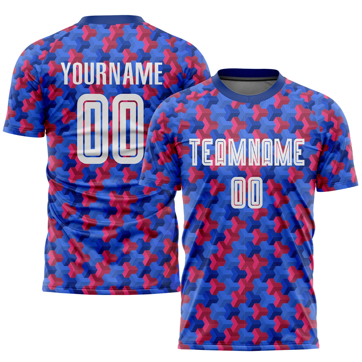 Custom Royal White-Red Home Sublimation Soccer Uniform Jersey