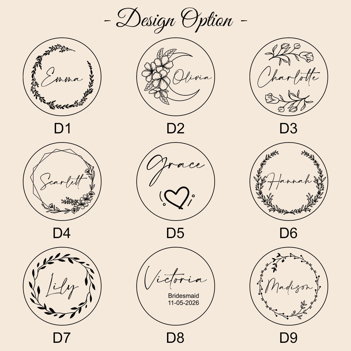 Floral Compact Mirror With Names - Personalized Compact Mirror