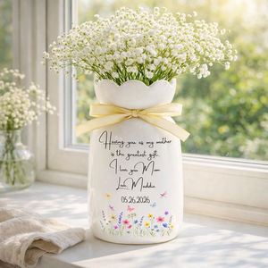 Custom Floral Mom Ceramic Vase, Custom Name Flower Vase, Mother's Day Gift for Mom, Grandma, Mummy, Mother Daughter Gift, Mom Gift, Flower