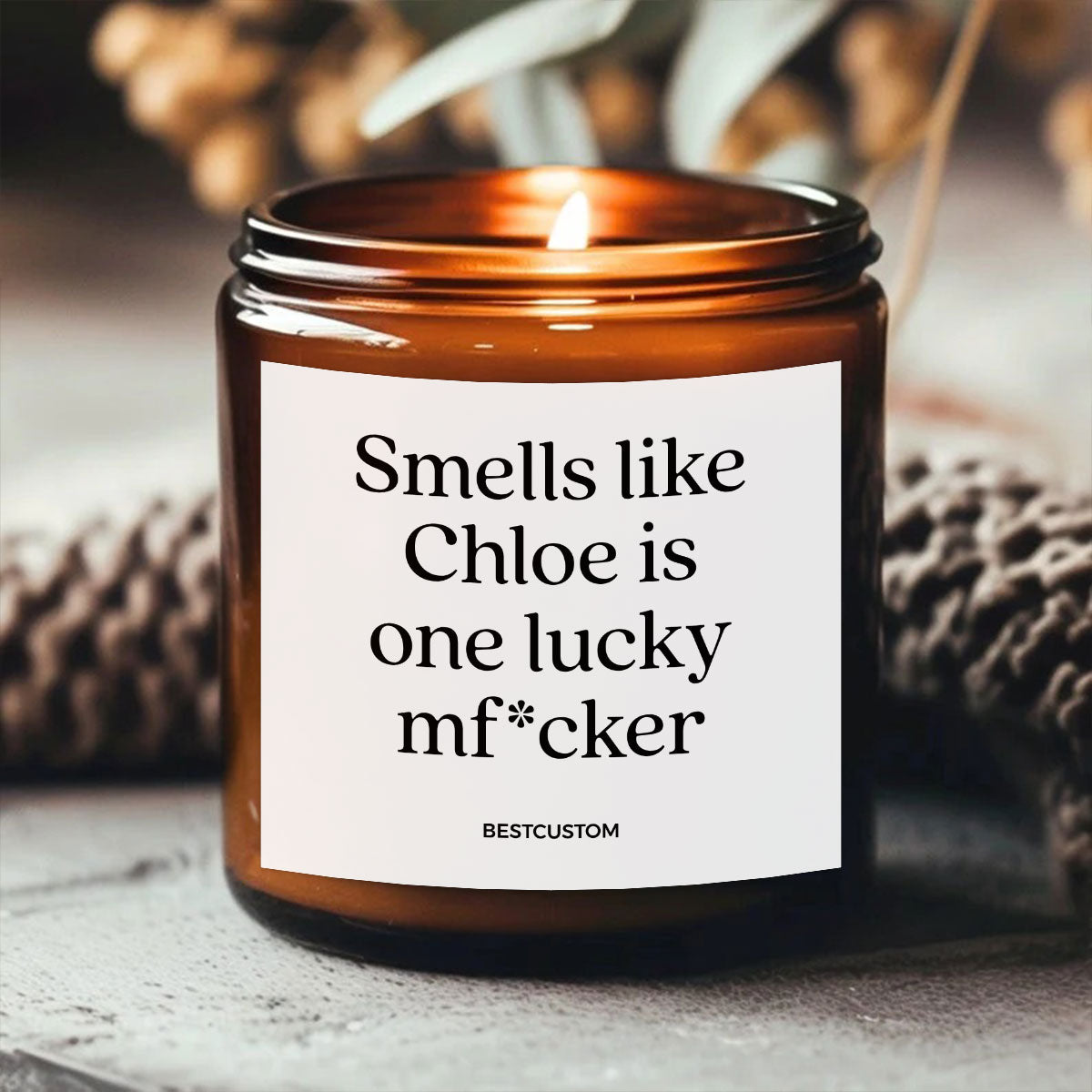Smells Like One Lucky Mf*cker - Personalized Scented Candle