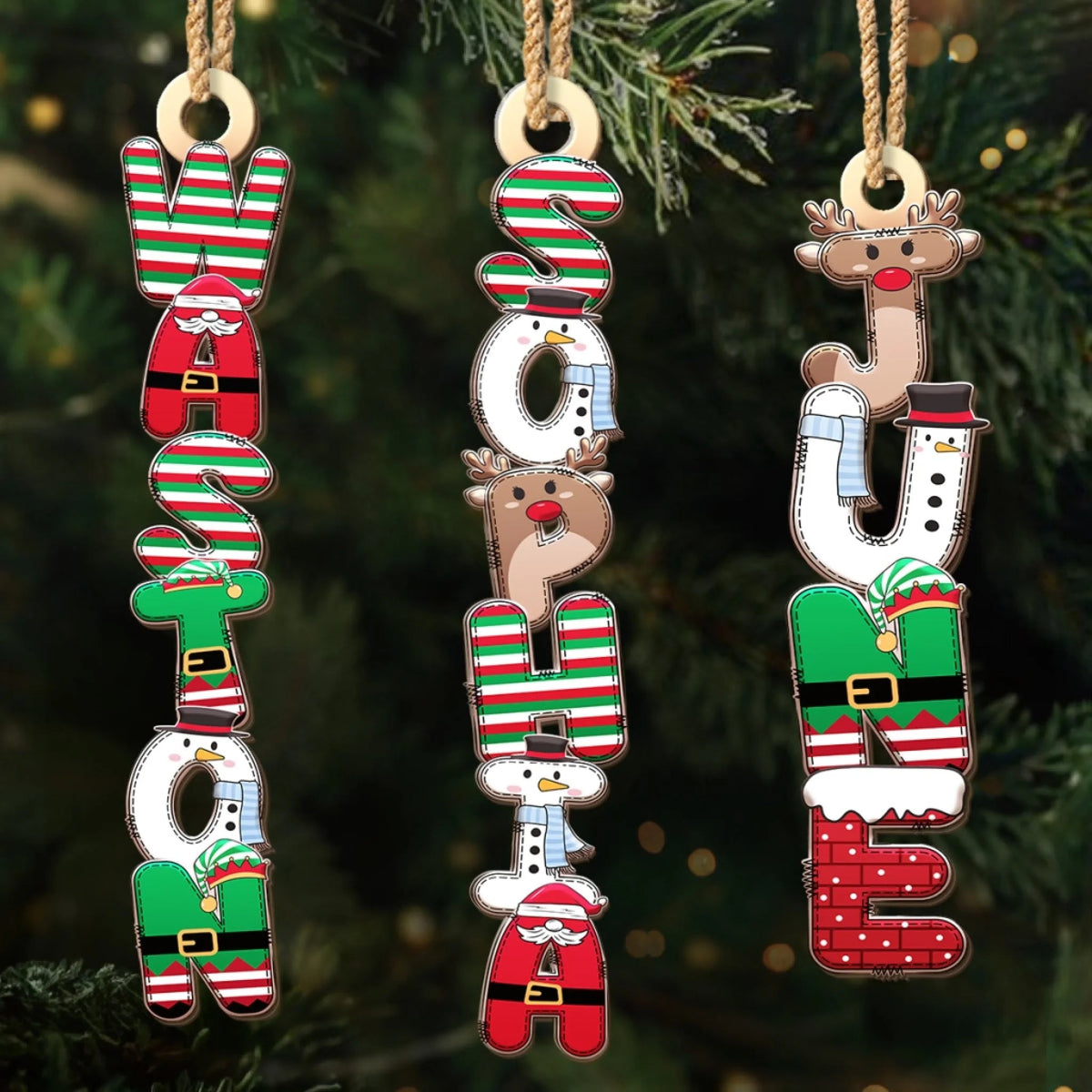 Christmas Cheer Characters Custom Letter Ornament, Christmas, Birthday Gift For Family