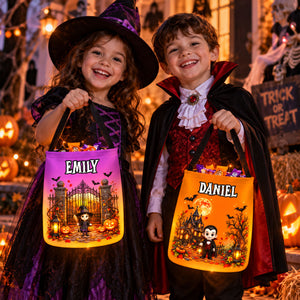 Custom LED Light Bucket Bag - Personalized Halloween Birthday Gifts For Kids - Trick Or Treat Spooky