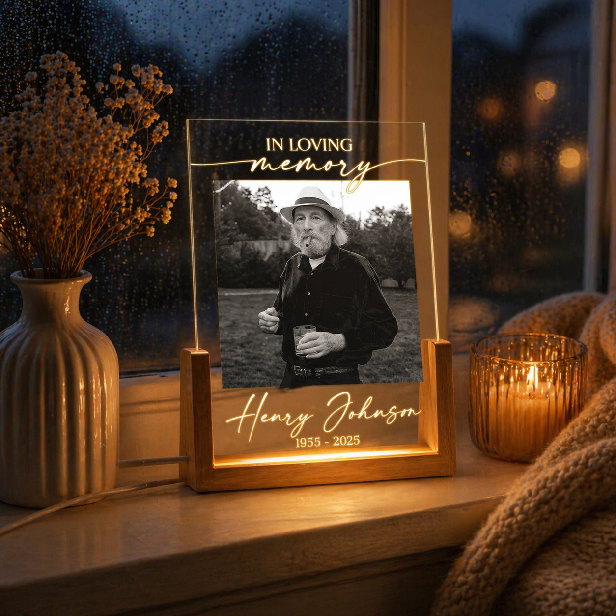 Custom Photo Memorial Night Light, Dad Mom Remembrance In Loving Memory, Memorial Picture Gift, Mom Loss Night Light, Loss of Father Gift