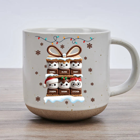 Happy Smores Family - Personalized Pottery Mug - Christmas Gift For Family
