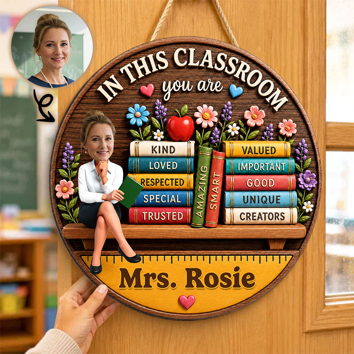 Custom Teacher in This Classroom - Personalized Wooden Door Sign - Teacher Wall Decor Sign, Back to School Gift for Teachers