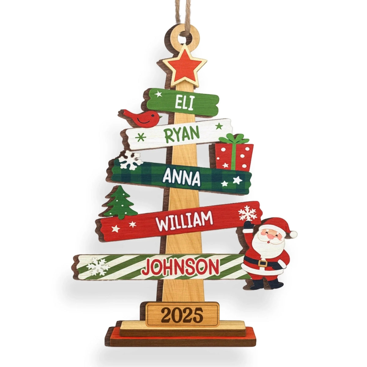Our Family Christmas Tree - Personalized Layered Wooden Ornament - Christmas Gift For Family, Keepsake Ornament