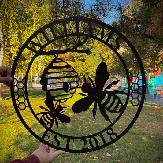 Personalized Honey Bee Metal Sign, Custom Garden Decor, Beekeeper Gift