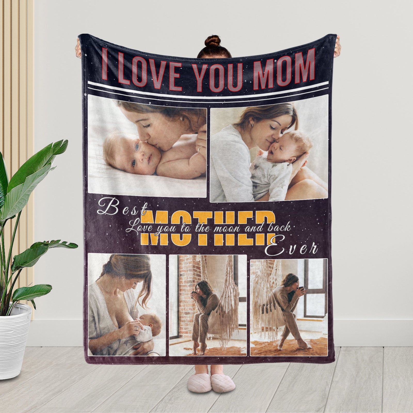 I Love Mom To The Moon And Back - Personalized Blanket - Photo Gift For Mom, Mother's Day, Birthday Gift