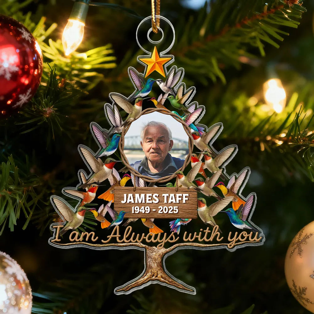 Humming Bird Christmas Tree Custom Photo Memorial - Personalized Acrylic Ornament - Christmas Memorial Gift