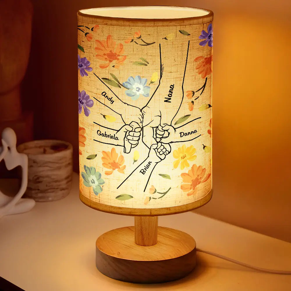 Hand In Hand Will Always Protect You Mom Nana - Personalized Fabric Lamp - Gift For Mom Grandma