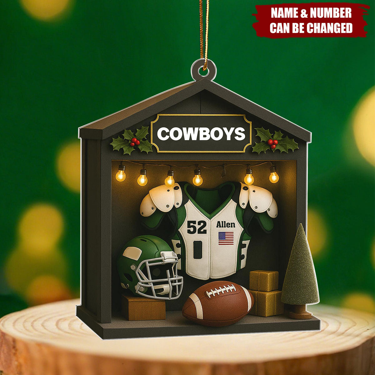 Personalized Football Ornament Acrylic , Football Room Xmas Ornament