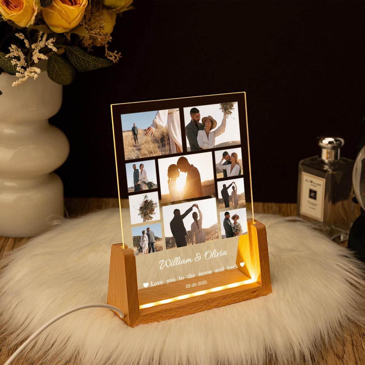 Custom Photo LED Light, Photo Collage Lamp, Personalized Acrylic Picture Frame, Valentines Gift for Couple/Her/Him/Friends