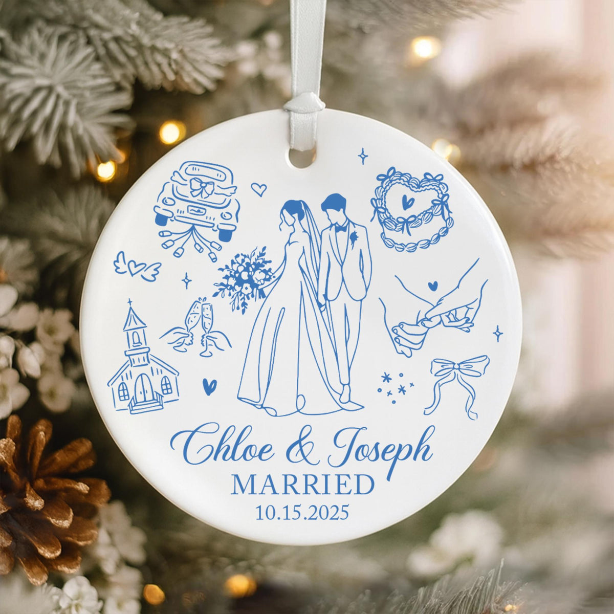 Personalized Married 2025 Ornament, Custom Bride And Groom Ornament, Mr and Mrs Ornament, Just Married Ornament, Christmas Gift For Couples