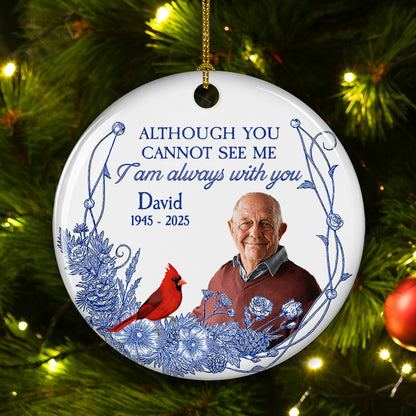 I Am Always With You Blue Toile Custom Photo - Personalized Ornament - Memorial Gift