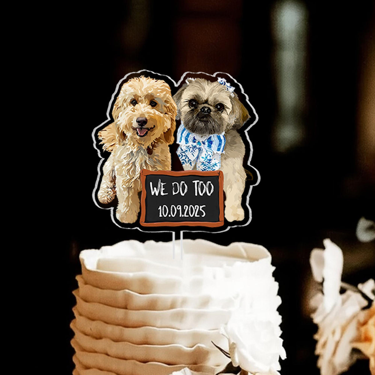 Personalized Pet Portrait Photo Wedding Cake Topper, Custom Dog Photo Cake Topper, Dog Owner Party Favors Decor, Wedding Party Favors