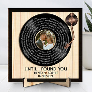 Custom Spiral Song Lyrics And Couple Photo - Personalized Wooden Plaque - Valentine's Day Gift For Couple