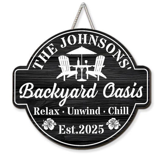 Welcome To Our Backyard Oasis - Personalized Wood Sign - Gift For Couple, Backyard Decor, Home Decoration