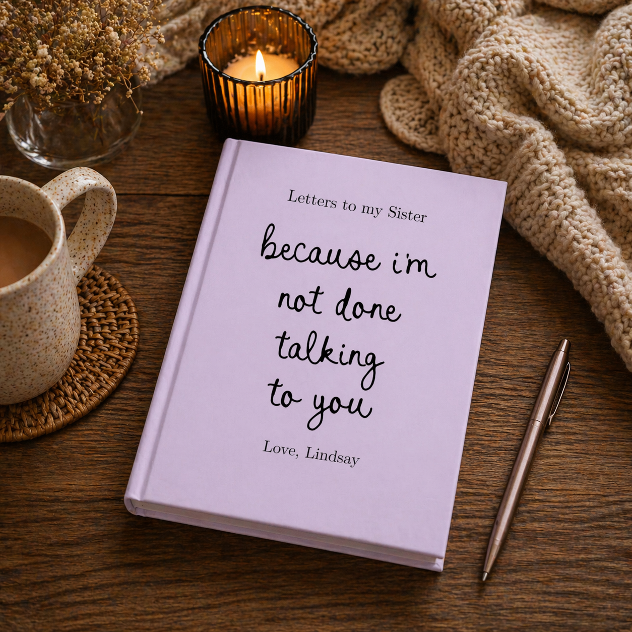 Letters to My Sister Grief Journal, Personalized Loss of Sister Gift, Custom Memorial Keepsake In Loving Memory Hardcover