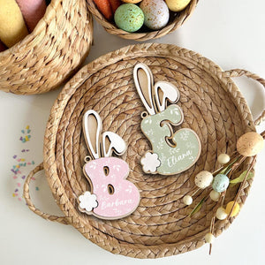 Personalized Easter Bunny Name Tag, Custom 3D Wooden Letter Tag, Spring Basket Name Charm for Kids, Cute Bunny, Gift For Kid, Easter Card