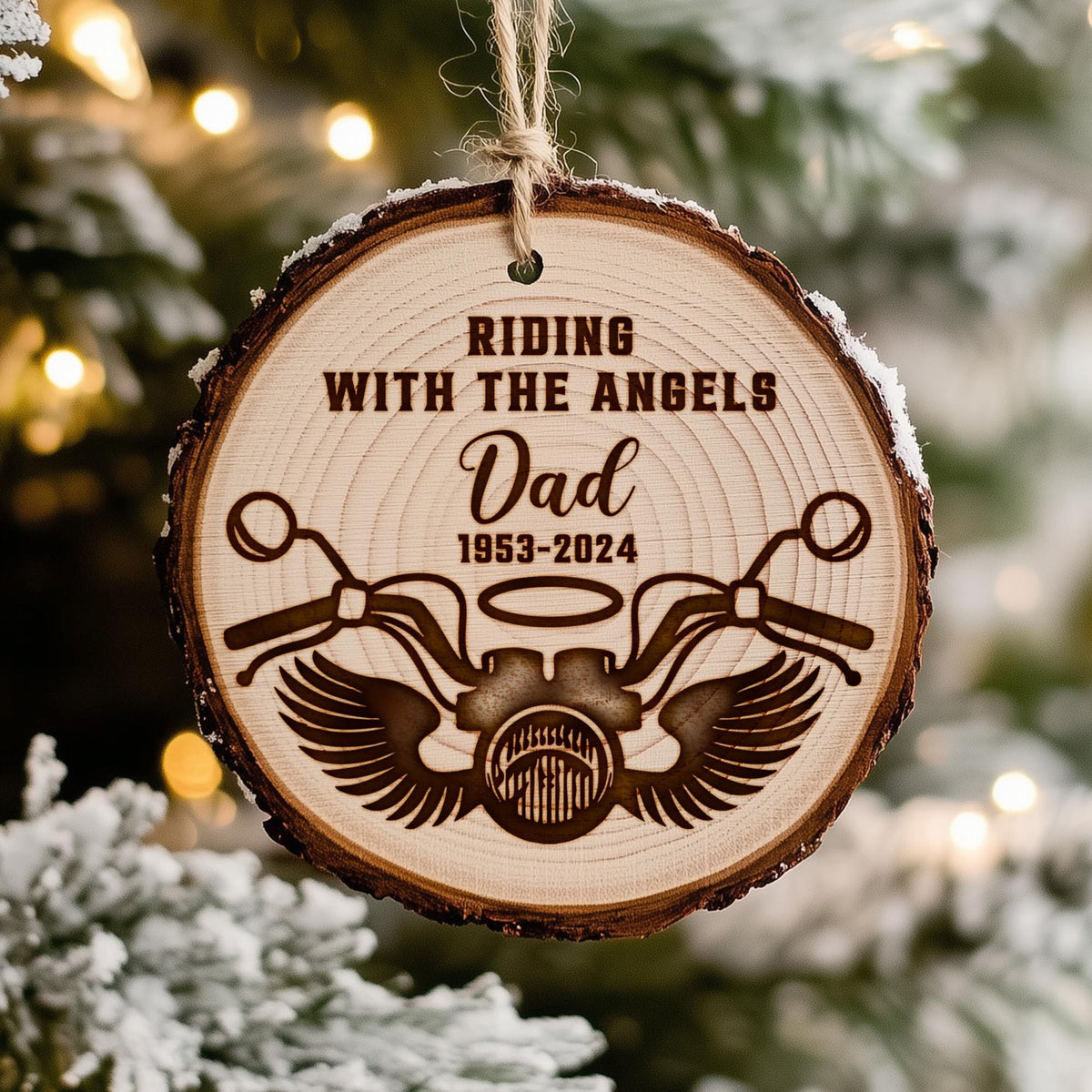 Custom Memorial Motorcycle Wings Ornament, Riding With The Angels Motorcycle, Dad Loss Gift