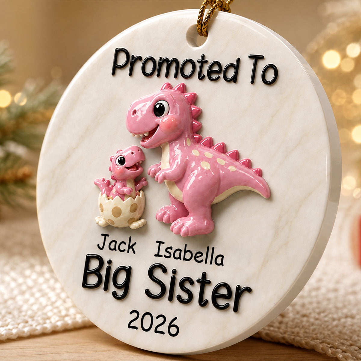 Promoted To Big Brother Big Sister - Real 3D Raised Ornament