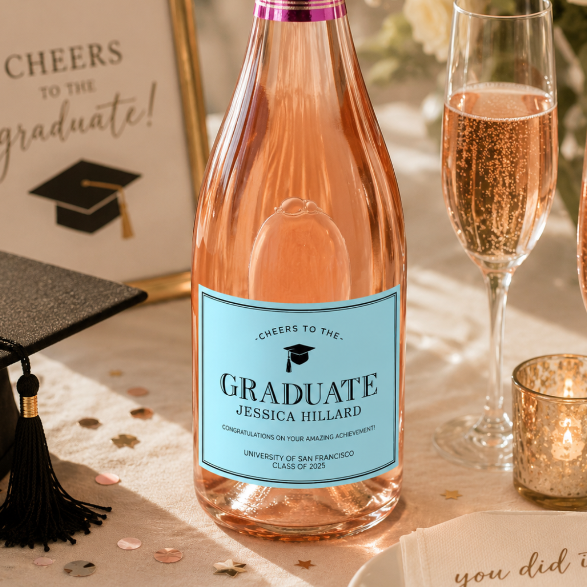 Custom Graduation Prosecco Bottle Label, Prosecco Bottle Label, Prosecco Bottle Sticker, Graduation Favors, Custom Prosecco Label