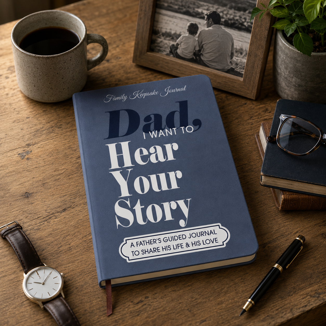 Dad I Want to Hear Your Story Leather Journal, Personalized Father's Guided Memory Keepsake Book, Father's Day Gift, Birthday Gift for Dad