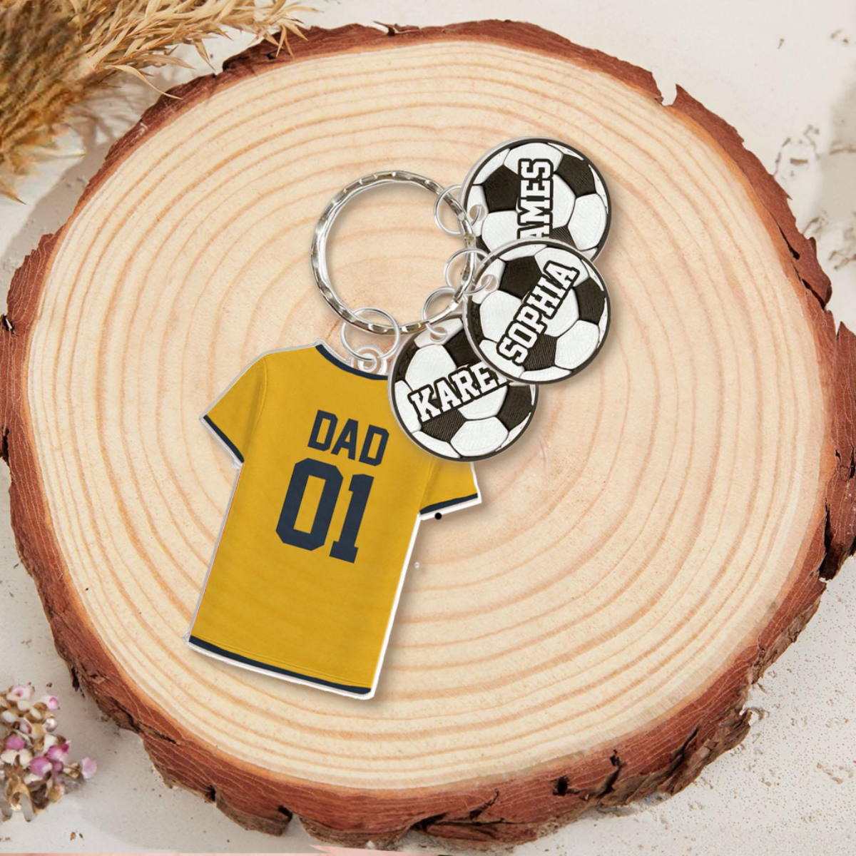 Personalized Soccer Keychain For Dad, Custom Dad Keychain With Kids Names Charm, Soccer Lover Gifts, Father's Day Gift, Sport Keyrings