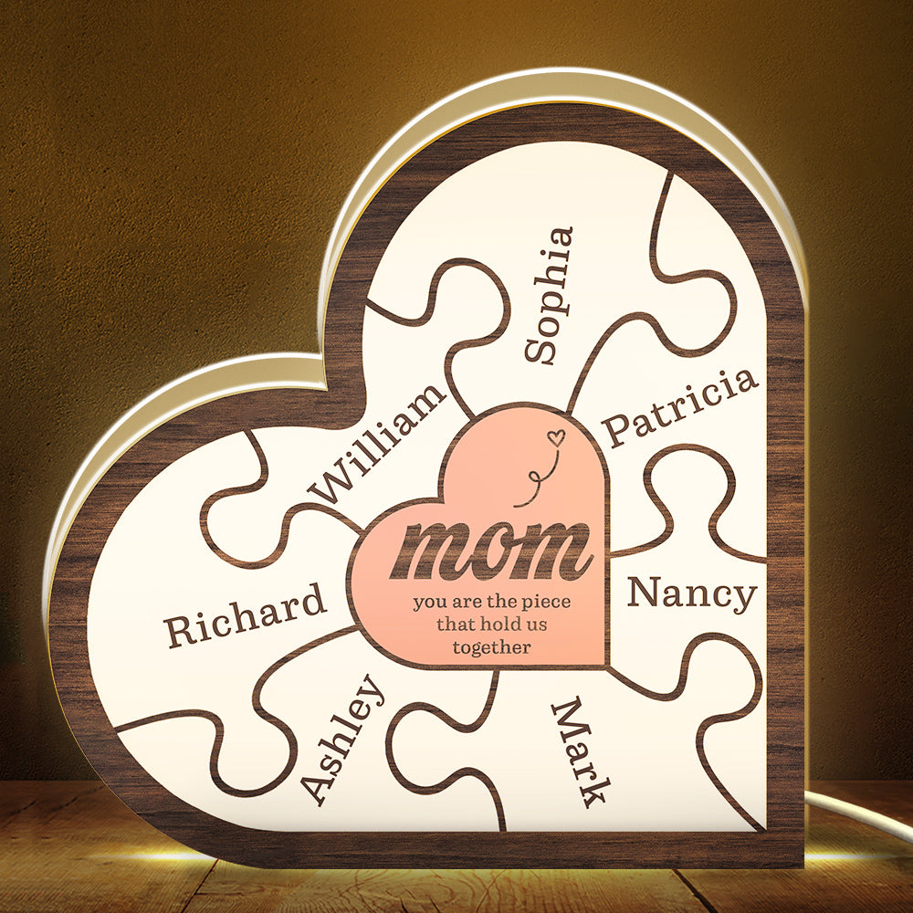 Mom You're The Piece That Holds Us Together - Personalized Acrylic Light Box - Gift For Mother, Grandma