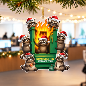 Cunning Raccoon Office Chaos Dumpster Fire Response Team - Personalized Acrylic Ornament
