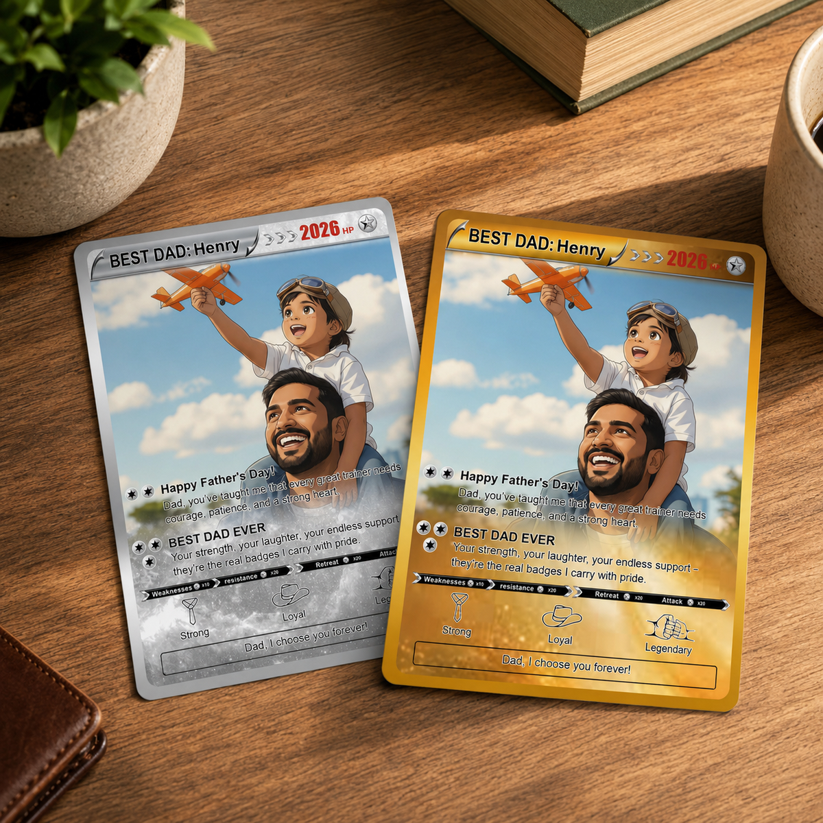 Custom Trainer Card Father's Day Gift, Personalized Gamer Dad Gift, Anime Inspired Keepsake Card, Photo Card for Dad, Gift for Dads