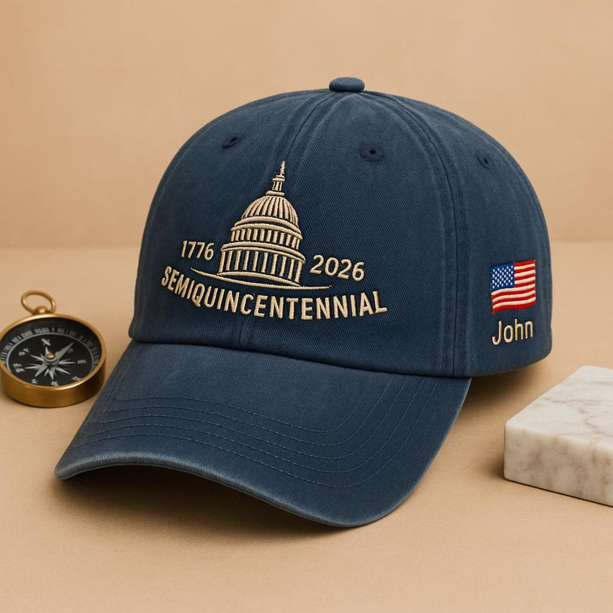 Custom Patriotic Hat USA 250th Anniversary 1776 2026 Semiquincentennial Capitol Embroidered Baseball Cap Gift