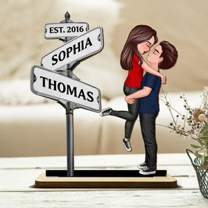 Always Beside You Couple Street Signs - Personalized Wooden Plaque - Heartfelt Gift For Couple, Valentine's Day Gift