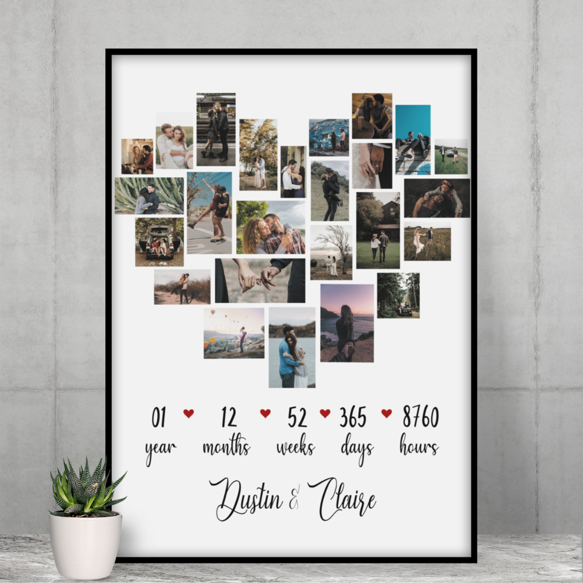 Custom First Anniversary Collage Canvas, 1 Year Anniversary Gift, First Year Together, One Year Down, One Year Anniversary Gift