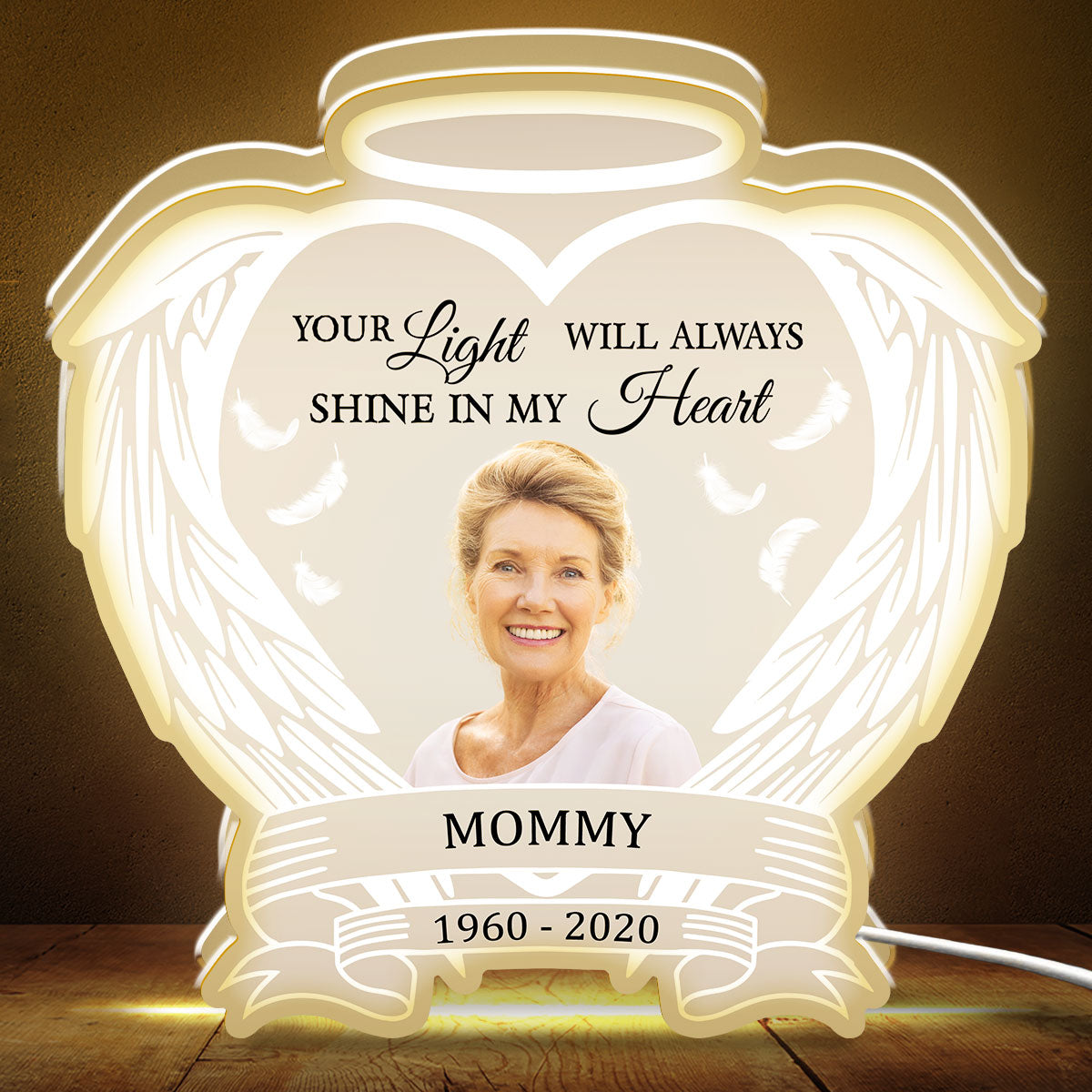Always Shine In My Heart - Personalized Acrylic Light Box - Memorial Gift